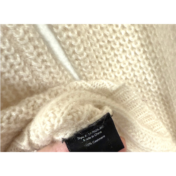NWT! Jenni Kayne M Iconic 100% CASHMERE Fisherman Sweater $425 Ivory Cream White - Picture 8 of 8